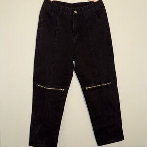 NWT Syiwidii Black Baggy Jeans, High Waist, Zippers, XXL, Grunge, Streetwear​​